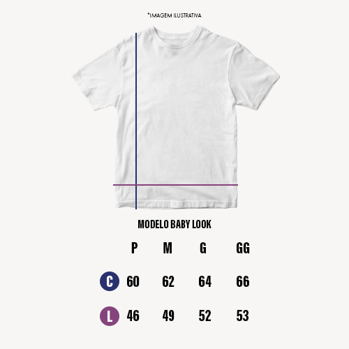 tabela de medidas padr&atilde;o baby look